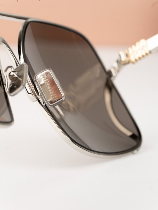 Miu Miu Women Sunglasses Silver Grey Pilot MUA55S 1BC80Q NEW AUTHENTIC main image 6